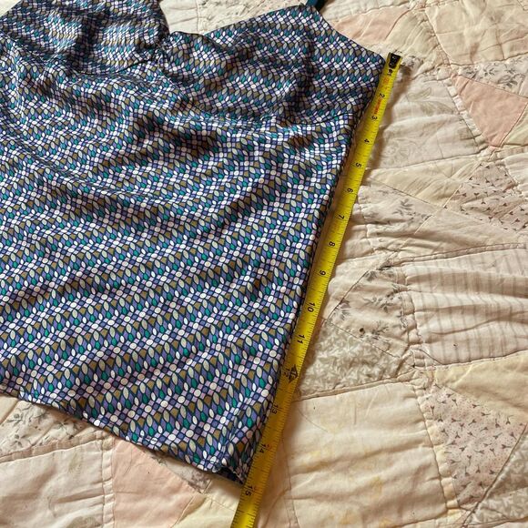 gap vintage y2k 100% silk retro pink green blue fish scale mermaid top medium - Picture 3 of 8